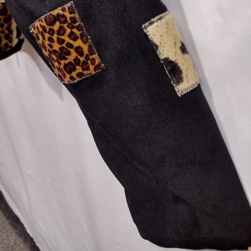 Vintage Stonebridge Animal Print Patchwork Jacket Womens M Boho Retro 90s Y2K - Picture 3 of 8